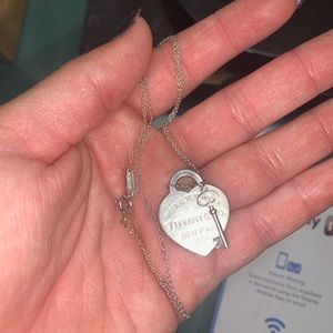 Heart tag pendant Tiffany necklace with 16” chain
